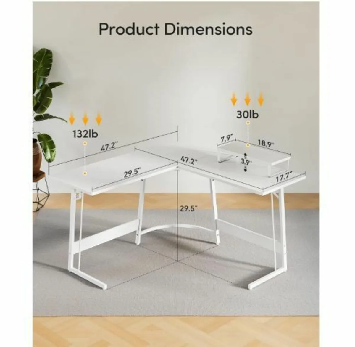 Gaming Table Corner Desk 120 x 120 cm - Image 3