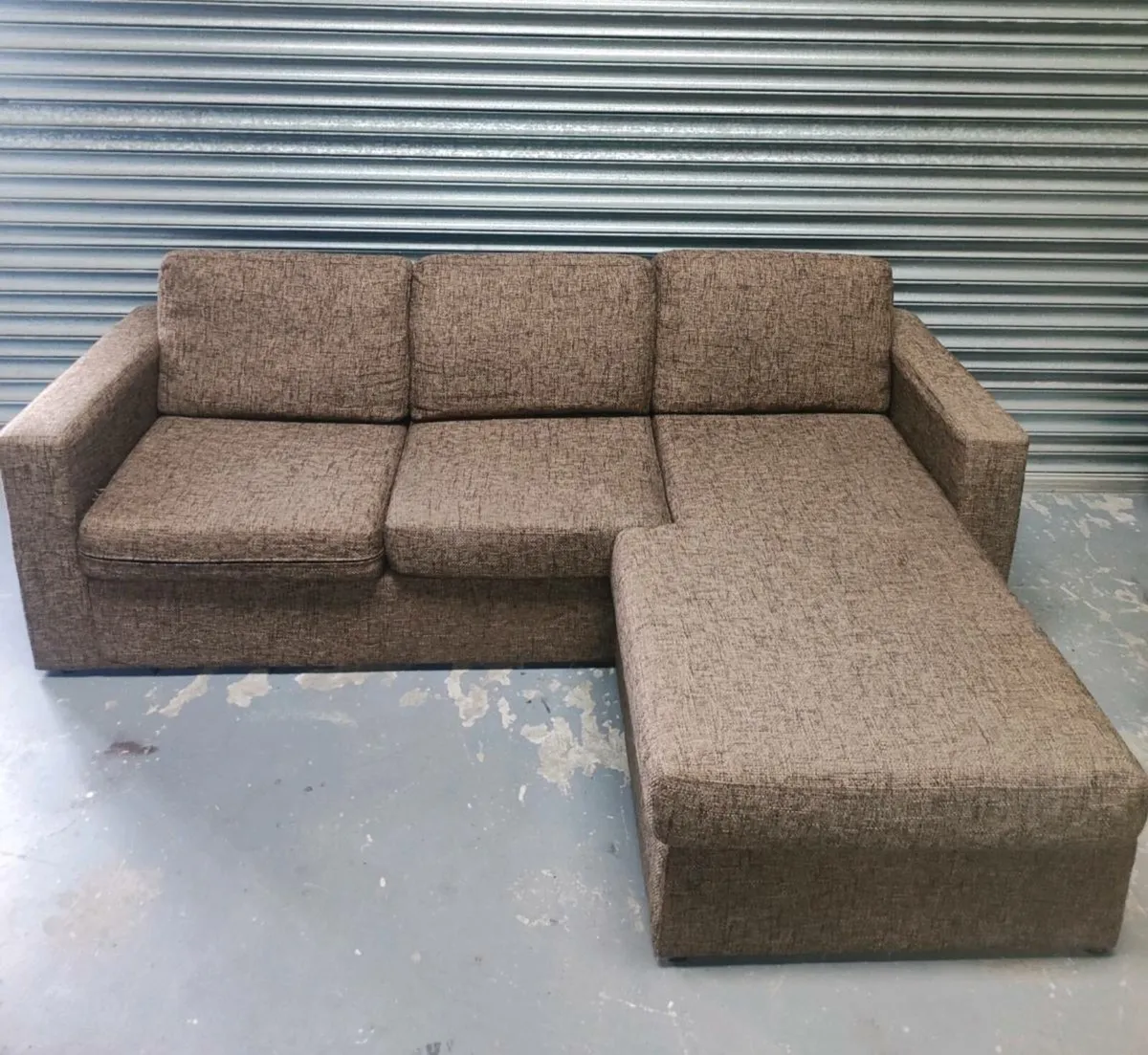 Brown fabric corner L shaped sofa couch - Image 1