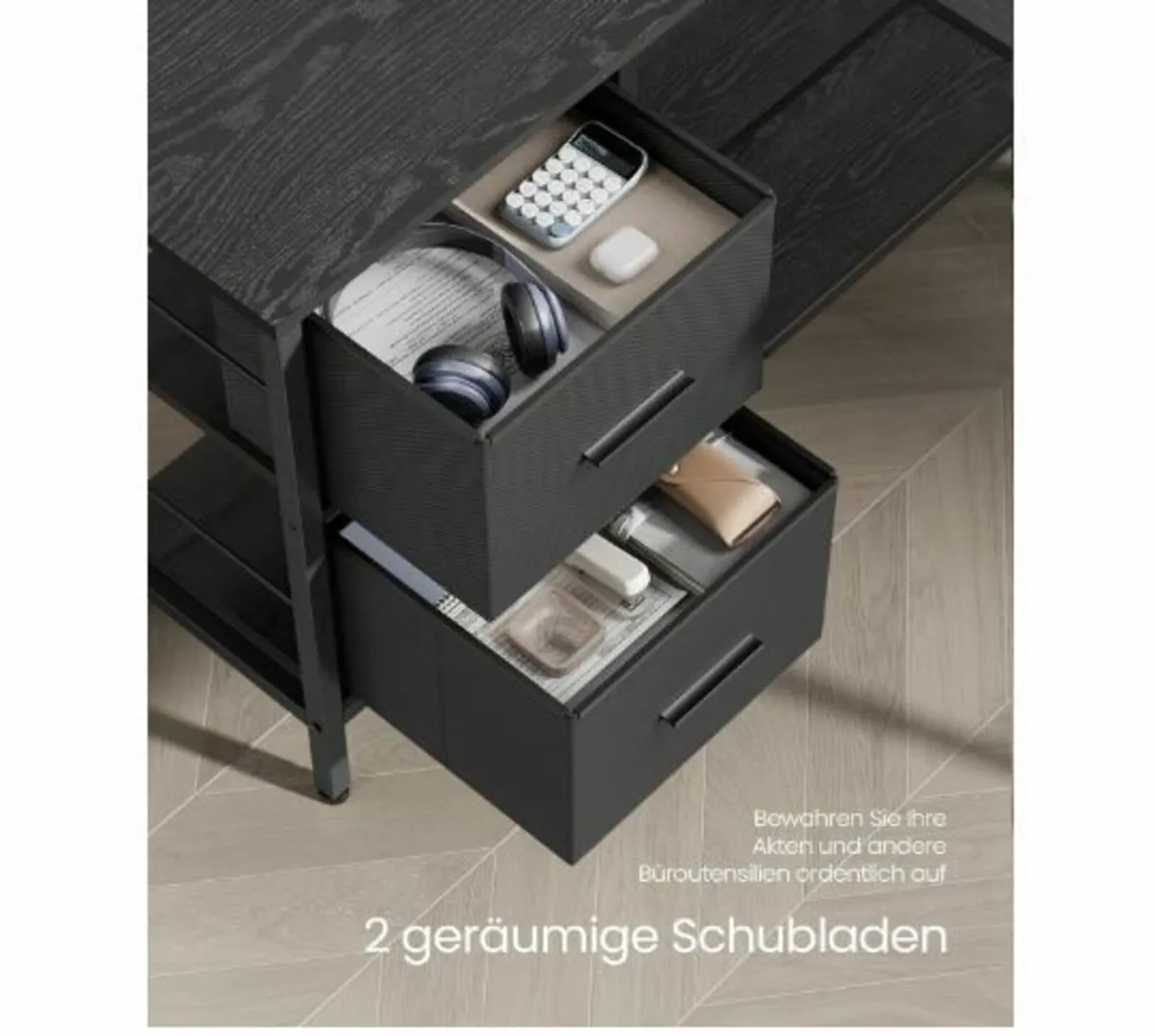L-Shaped Desk, 2 Spacious Drawers - Image 3