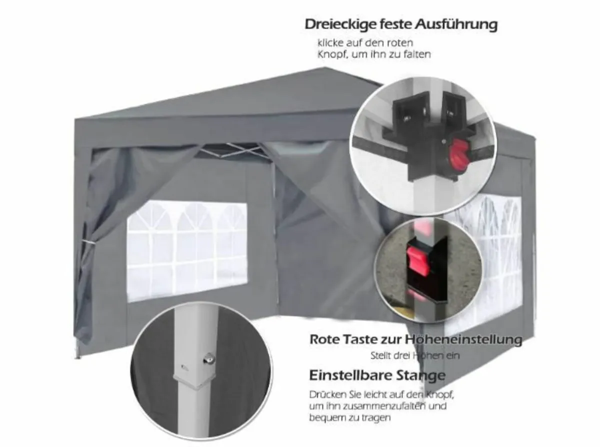3x3 with side walls, folding gazebo stable - Image 2