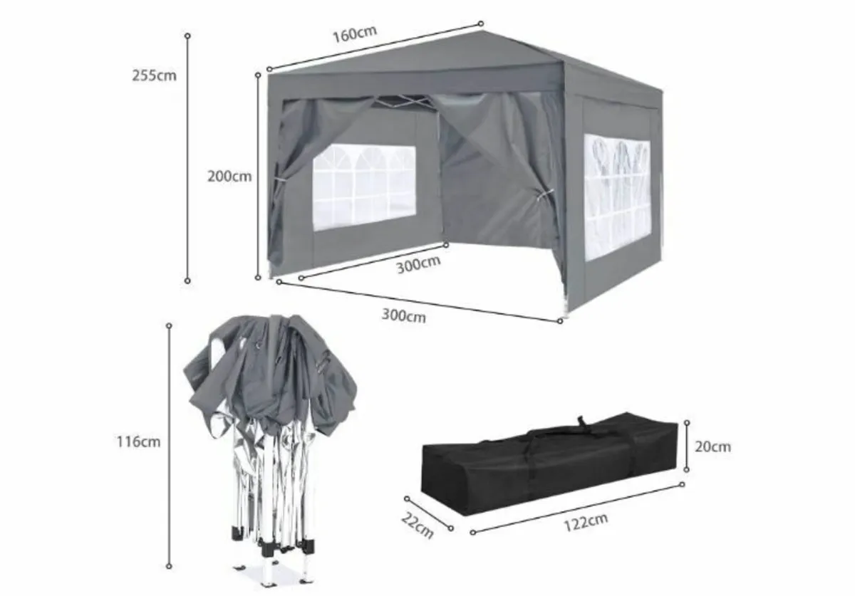 3x3 with side walls, folding gazebo stable - Image 3