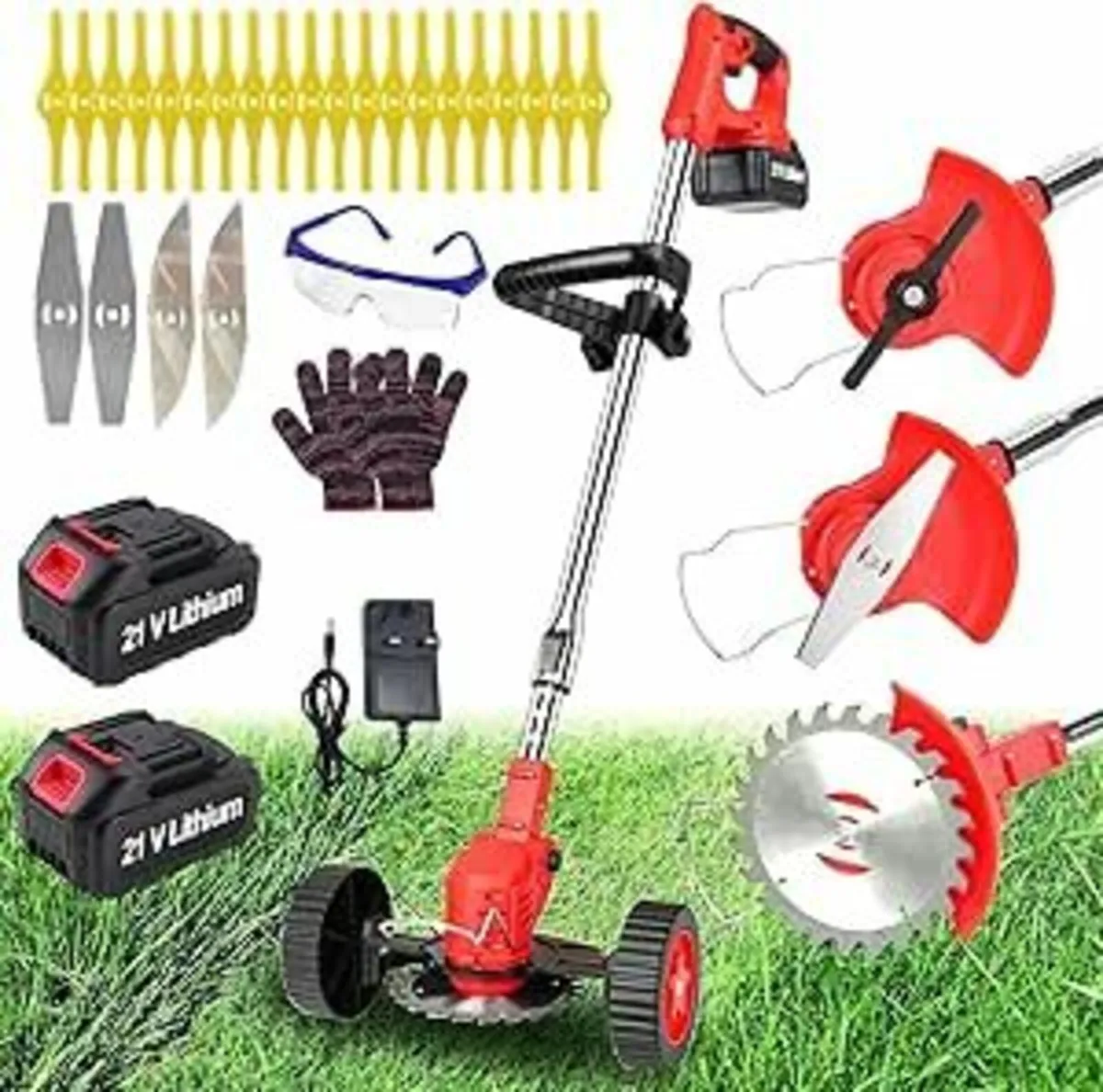 Cordless Strimmer Adjustable Garden 2 Battery - Image 2