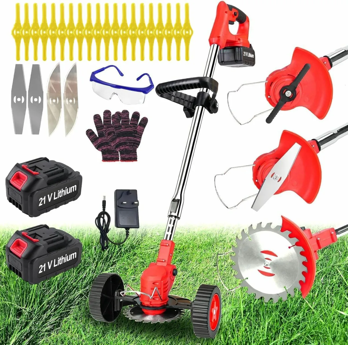 Cordless Strimmer Adjustable Garden 2 Battery - Image 1