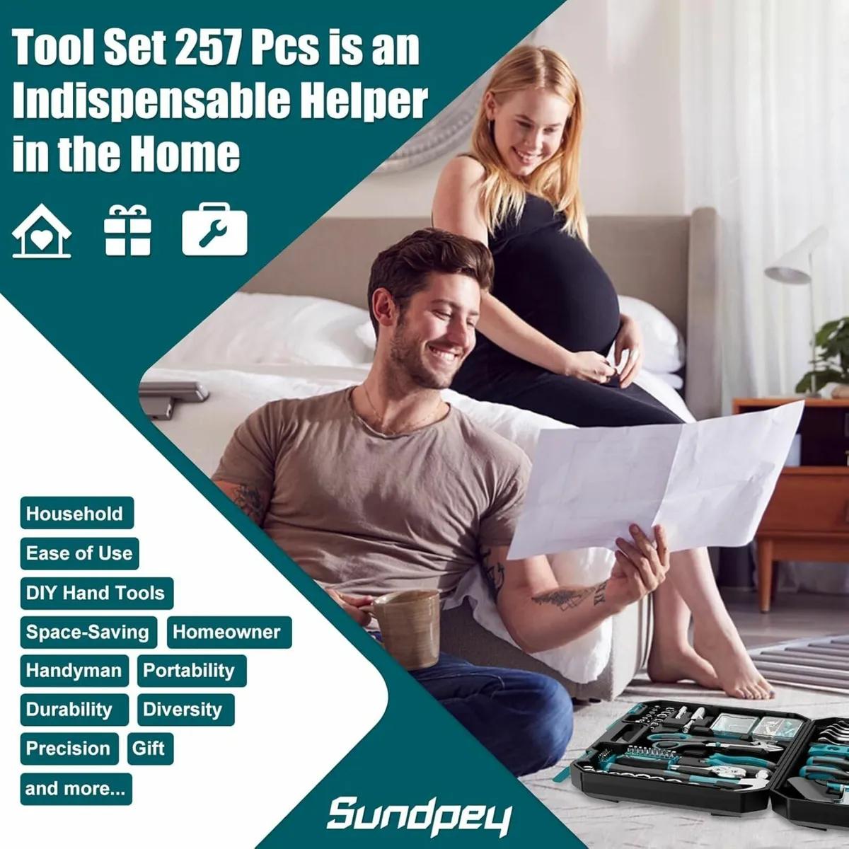 Home Tool Kit 257PCs Repair Hand DIY Tool Set - Image 4
