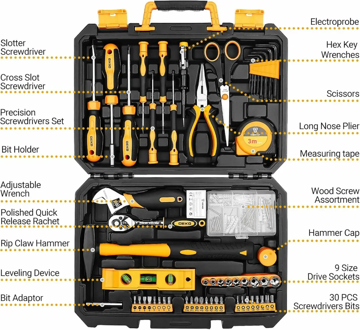 138Piece Tool Kit Set Box Home Repair DIY Tools - Image 4