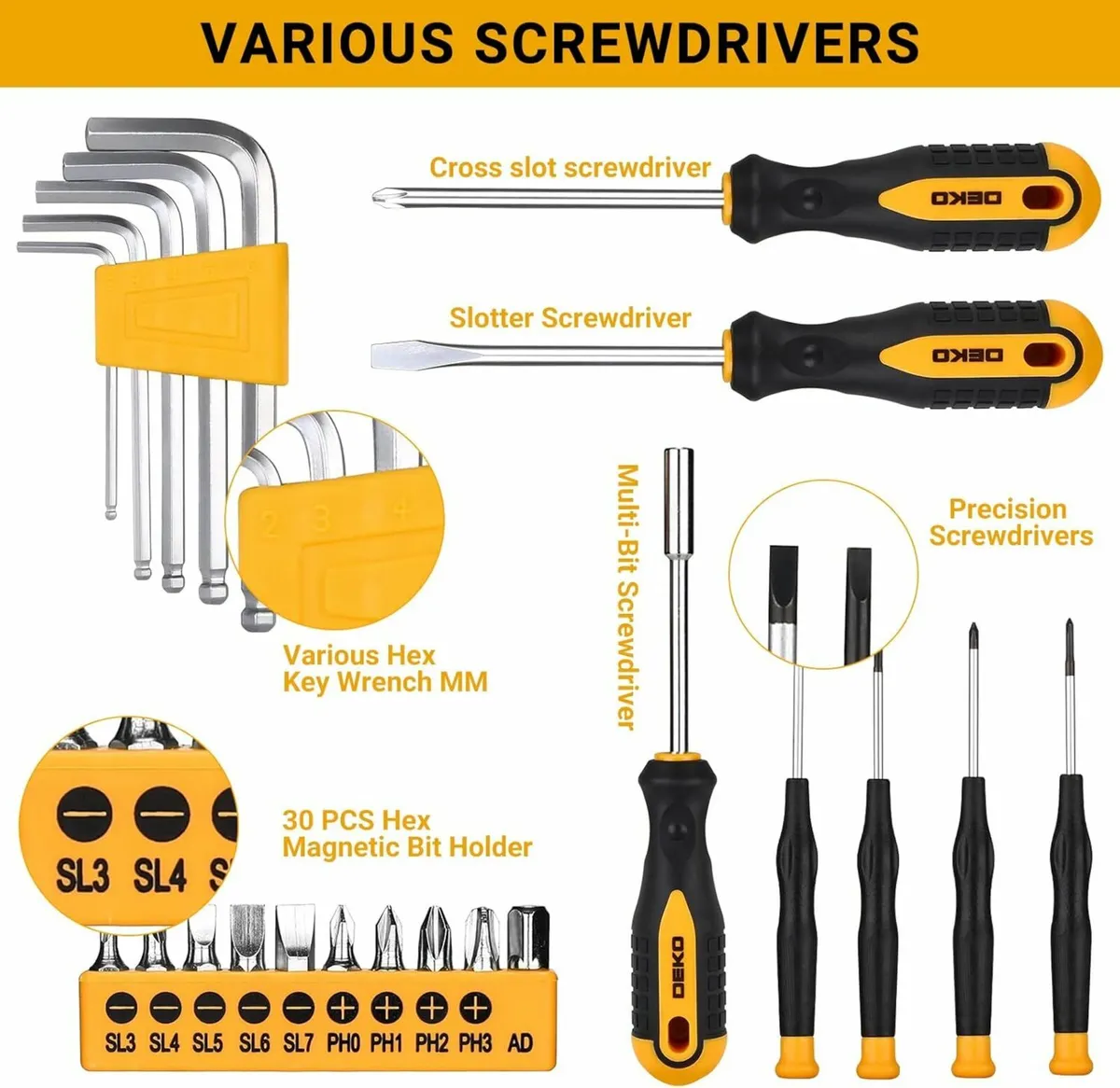 Tool Kit Set Box 100 Pieces Home Repair DIY Tools - Image 3