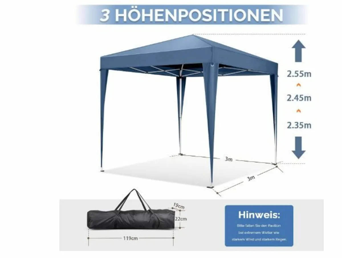 Pop-up Gazebo, Folding Gazebo 3 x 3 m - Image 1