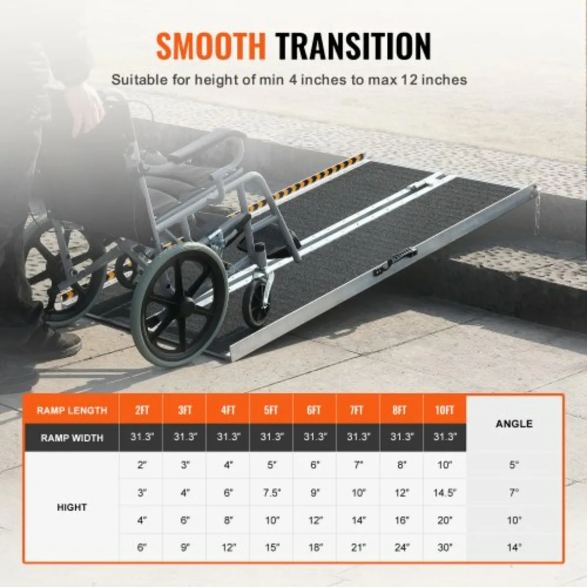 Portable Wheelchair Ramp, 4 ft 800 lbs Capacity, N - Image 2