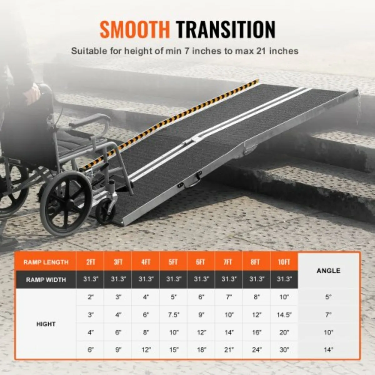 Ramp, 7 ft 800 lbs Capacity, Non-Slip Aluminum Fol - Image 4