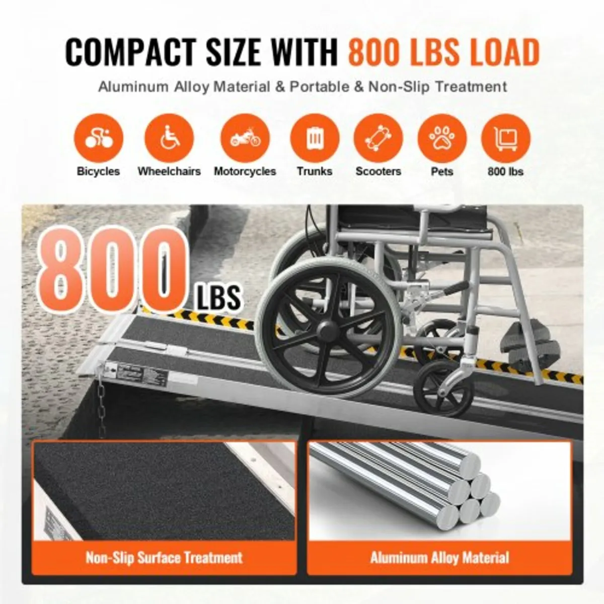 Portable Wheelchair Ramp, 6 ft 800 lbs Capacity, N - Image 2