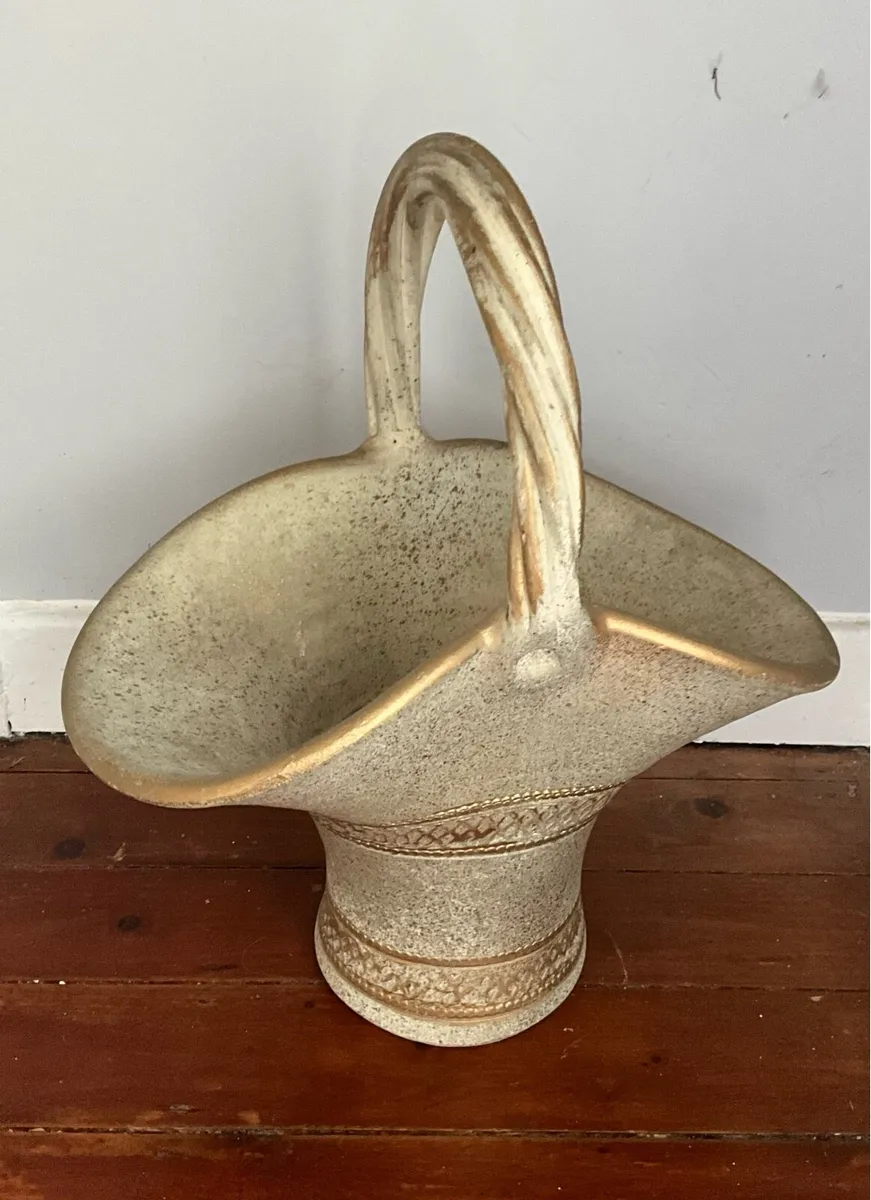Large Vintage Stoneware Flower/Plant Basket - Image 1