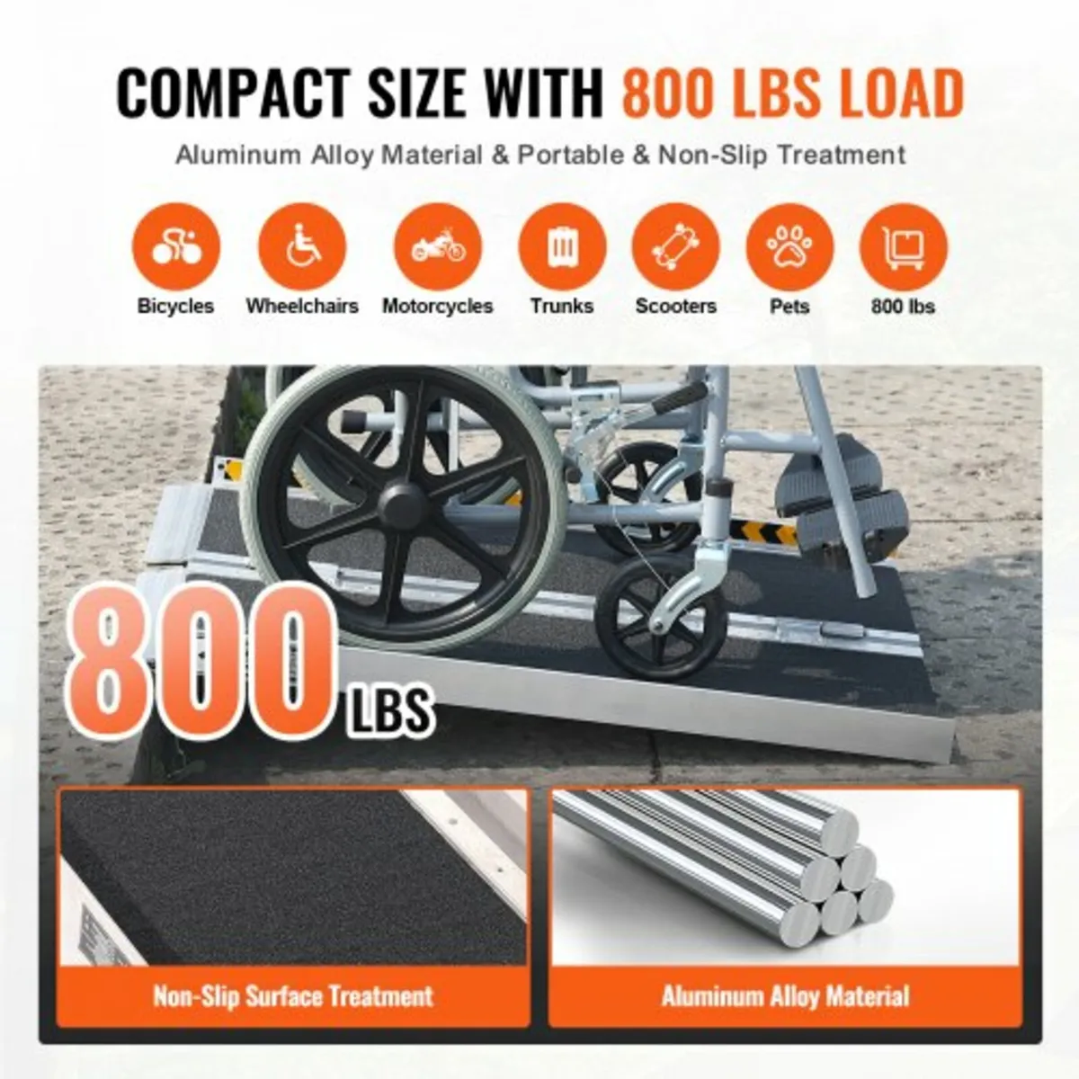 Portable Wheelchair Ramp, 2 ft 800 lbs Capacity, N - Image 2