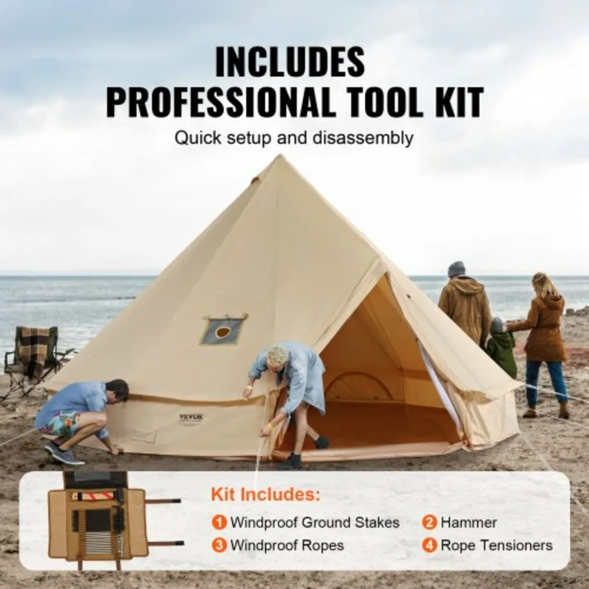Canvas Bell Tent, 4 Seasons 4 m/13.12 ft Yurt Tent - Image 3