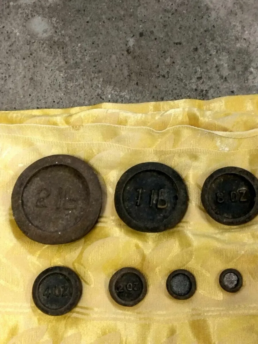 7. Antique cast shop weights - Image 1