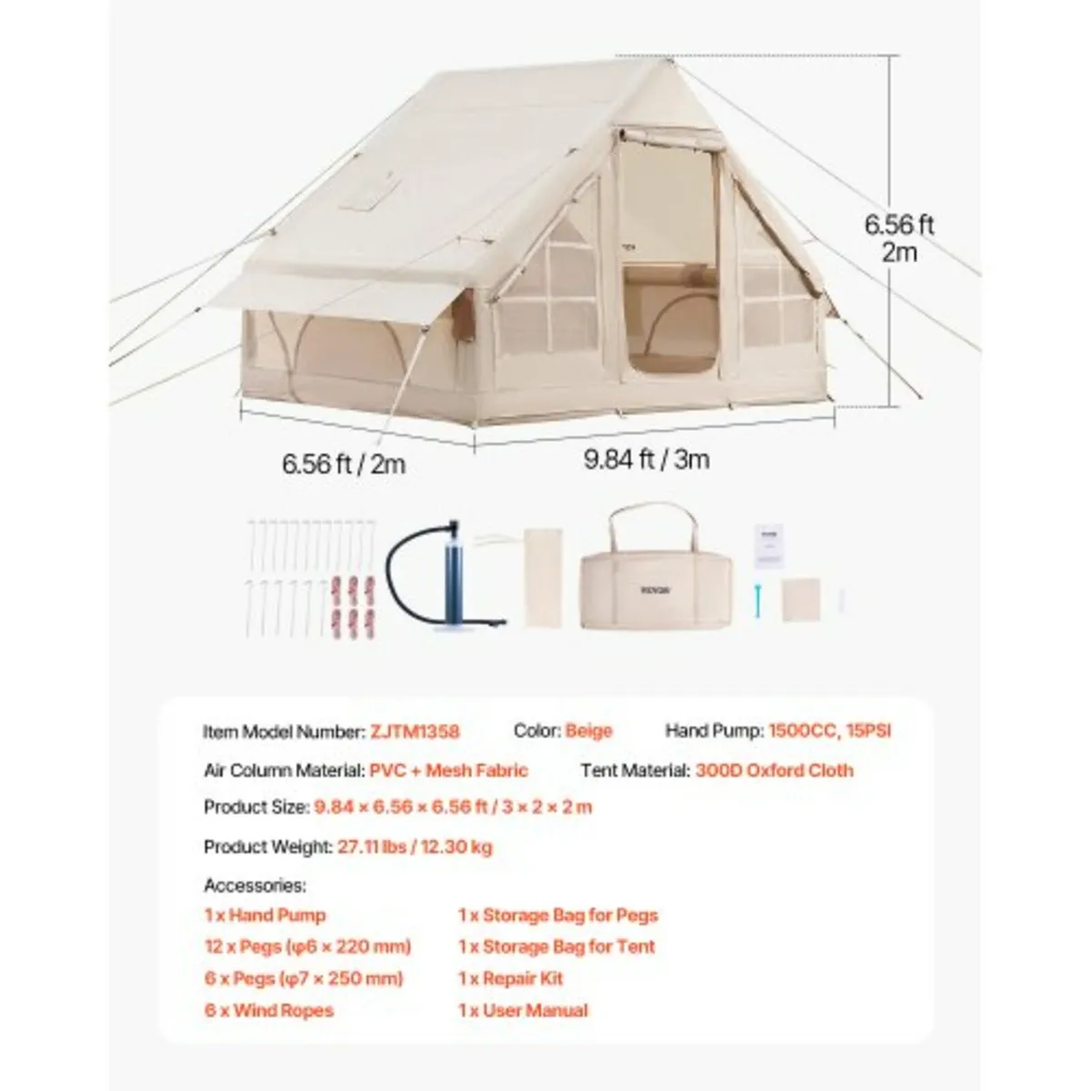Inflatable Tent for Camping 3-5 Person Glamping Te - Image 4