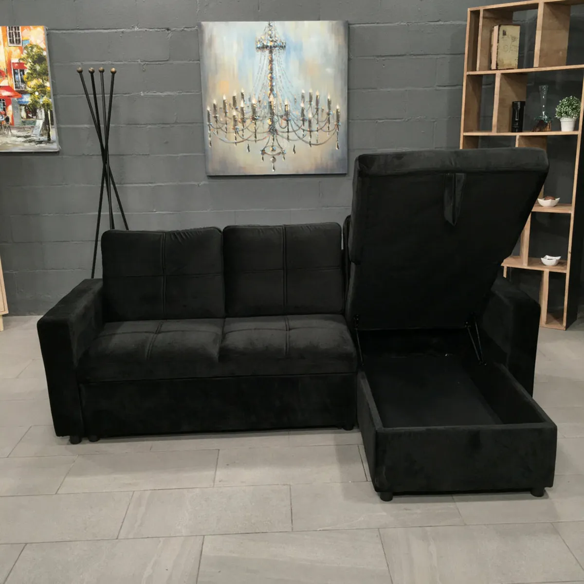 Black Corner Sofa Bed with Storage – Brand New - Image 4