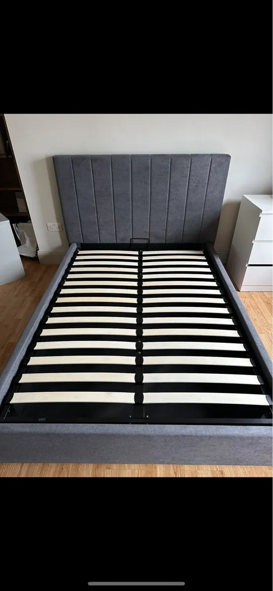 BED FRAME WITH UNDER STORAGE DOUBLE GREY - Image 1