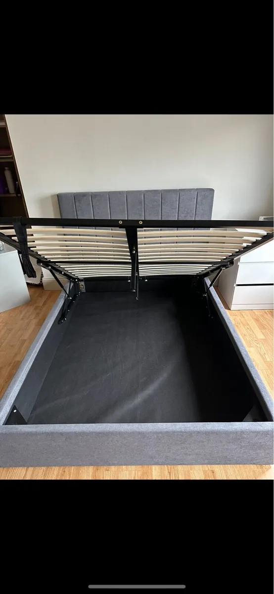 BED FRAME WITH UNDER STORAGE DOUBLE GREY - Image 4