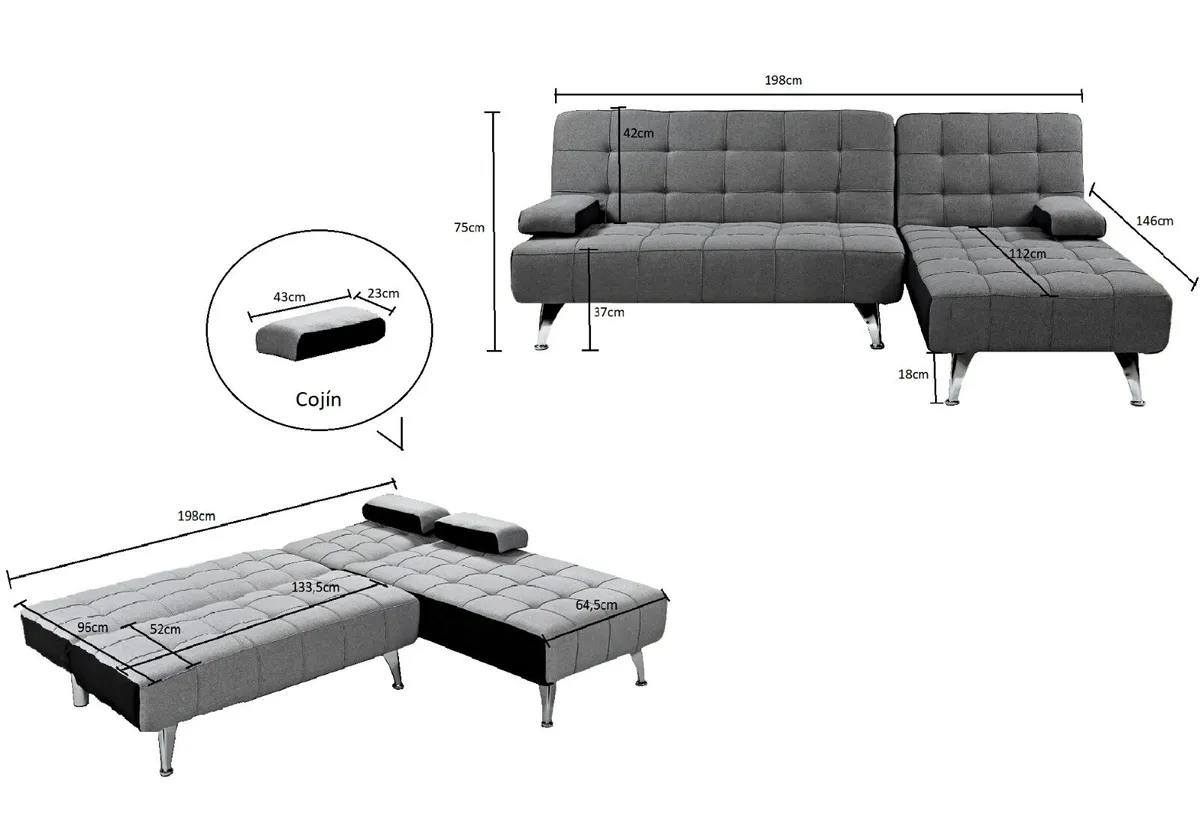 Light Grey Velvet Sofa Bed with Modern Look - Image 4