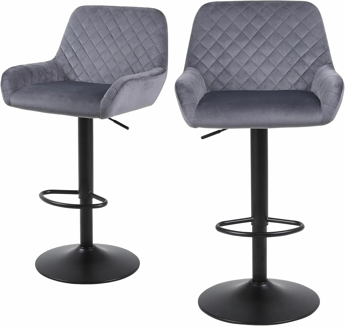 Bar Stools Set of 2 Height Adjustable Velvet chair - Image 1