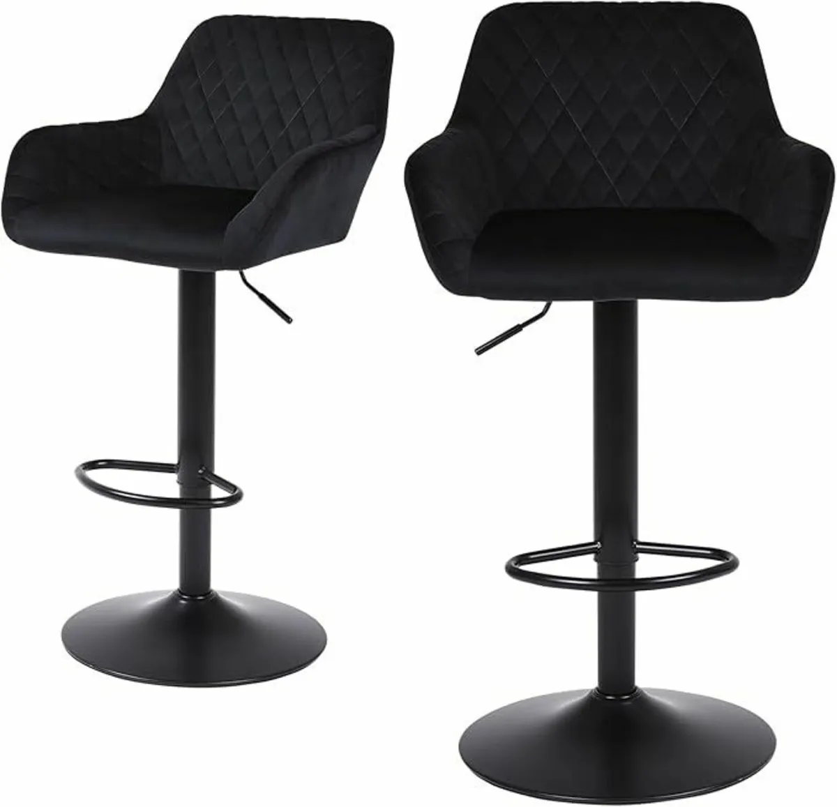Bar Stools Set of 2 Height Adjustable Velve Chairs - Image 2