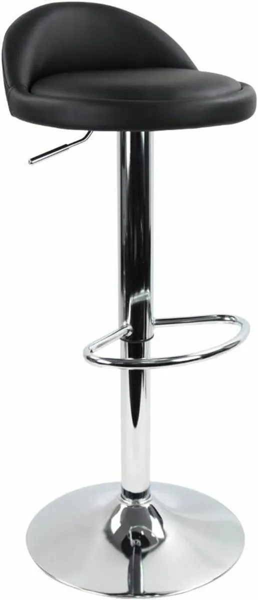 PU Leather Round Bar Stool Back Rest Adjustable - Image 1