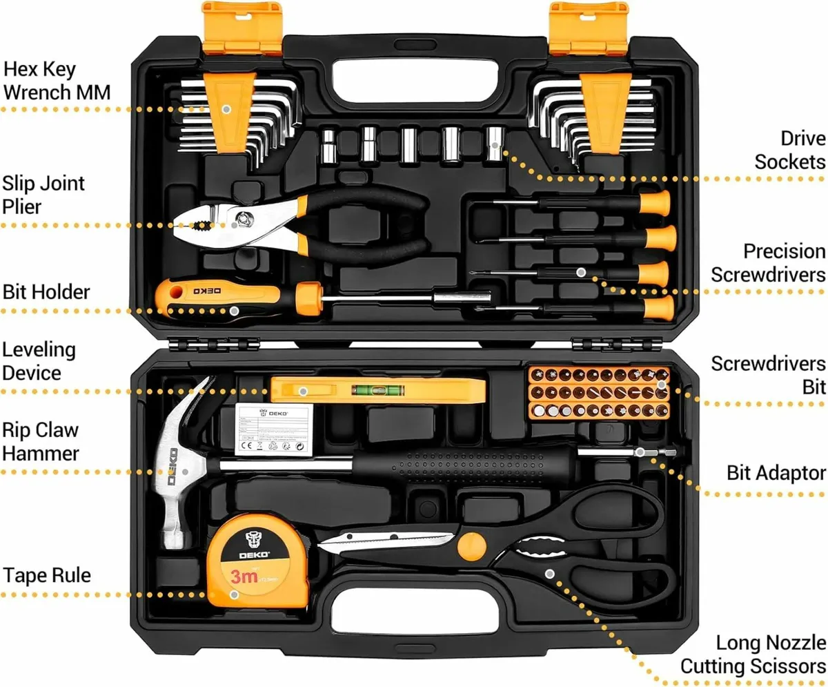 Tool Kit Set Box 62 Piece Home Repair DIY Tools - Image 2