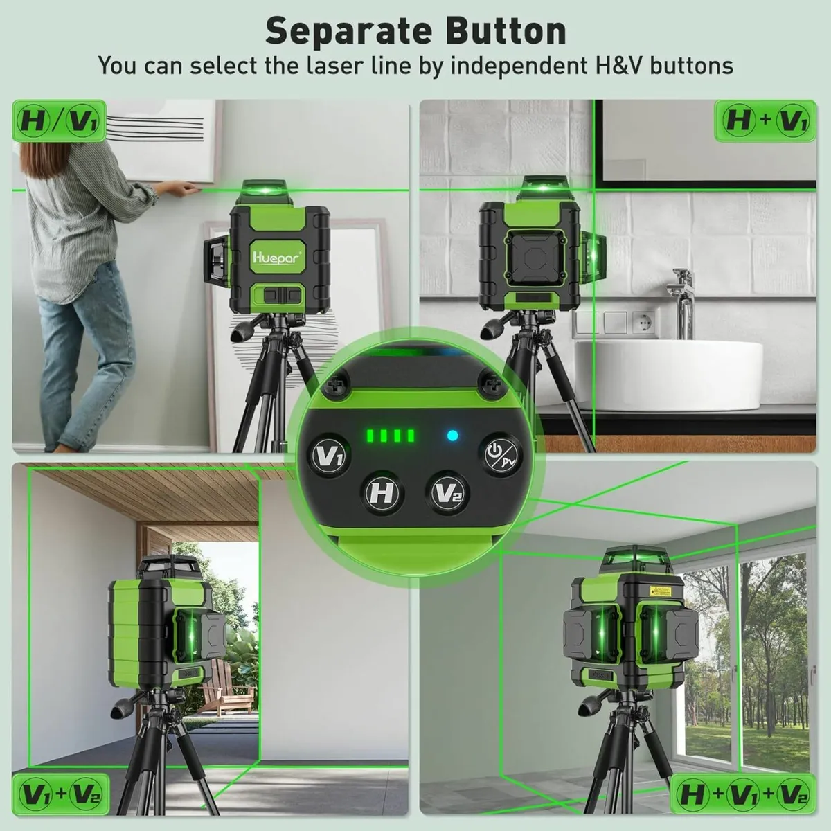 Laser Level 360, Huepar Green 3D Lazer Level - Image 2
