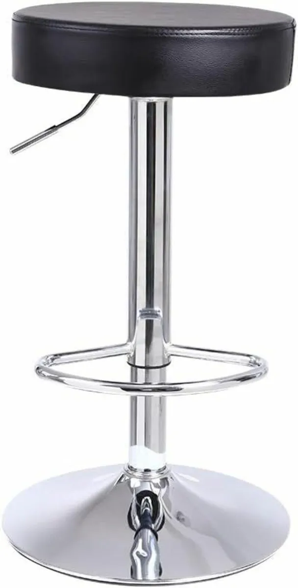 Round Bar Stool PU Leather with Footrest - Image 1