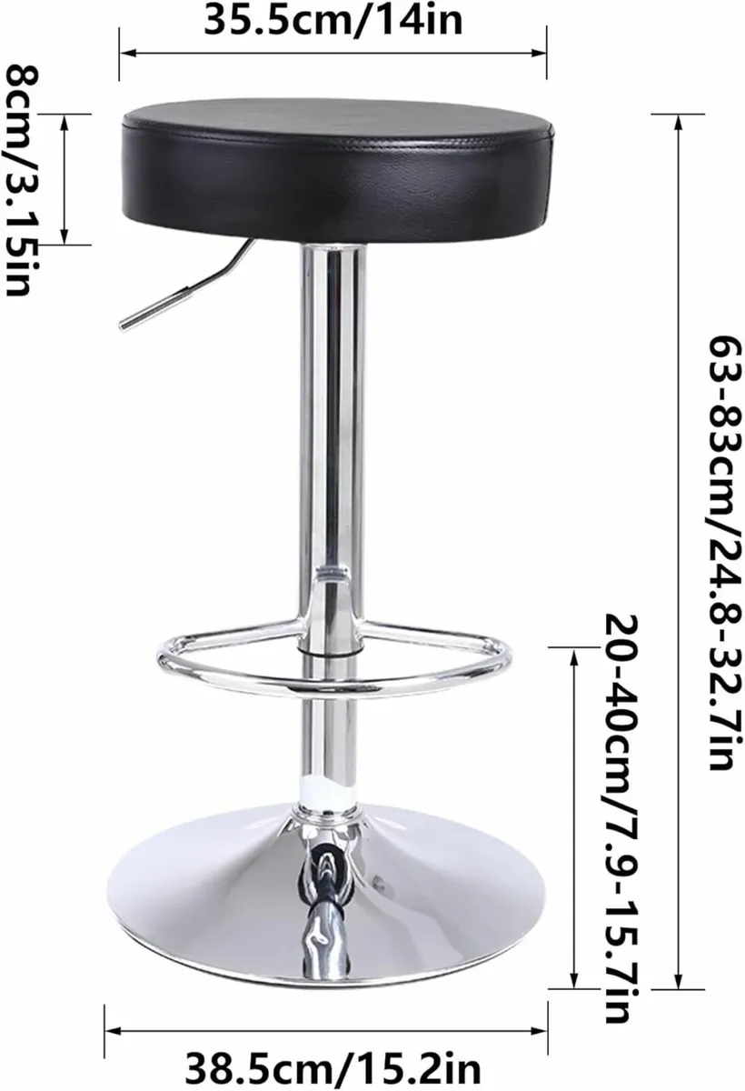 Round Bar Stool PU Leather with Footrest - Image 4