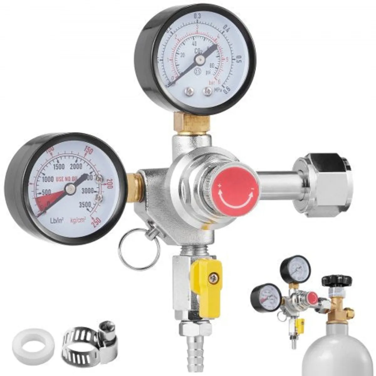 Double Gauge Regulator, CO2 Regulator Gauge with 0