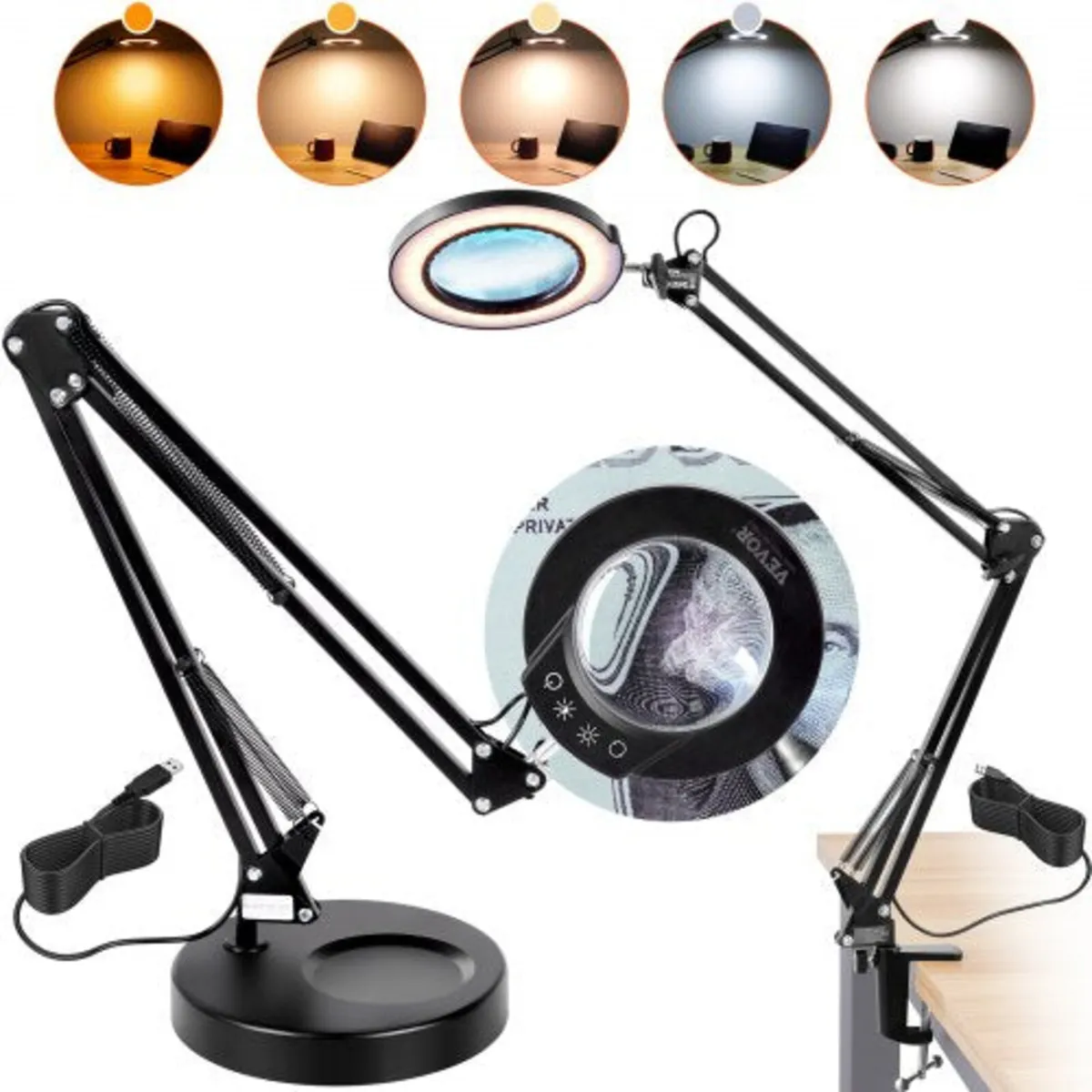 Magnifying Glass with Light & Base 5X Magnifying L