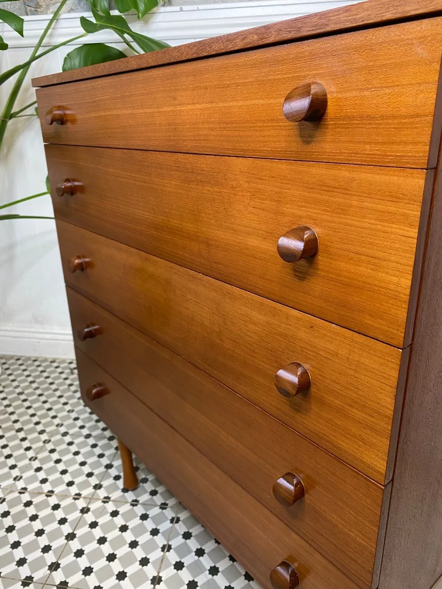 Mid Century Modern Avalon Teak Tallboy Chest - Image 4
