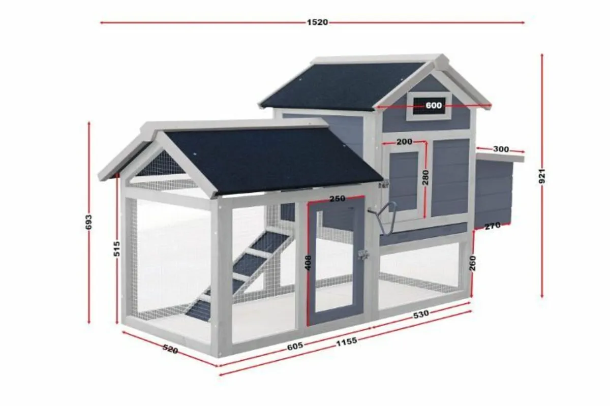 Chicken Coop 1520 x 520 x 920 mm - Image 2