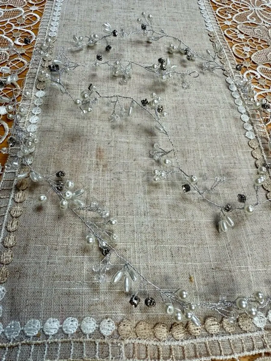 Hair - Ivory Chiffon  Wrap and Arianna Hair Vine - Image 3