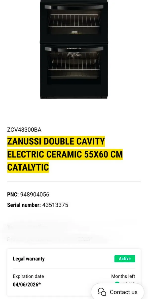 Zanussi Double Electric Ceramic Oven - Image 1