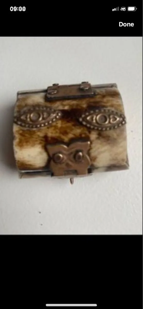 Vintage Bone & Brass Ring/ Jewellery Box - Image 2