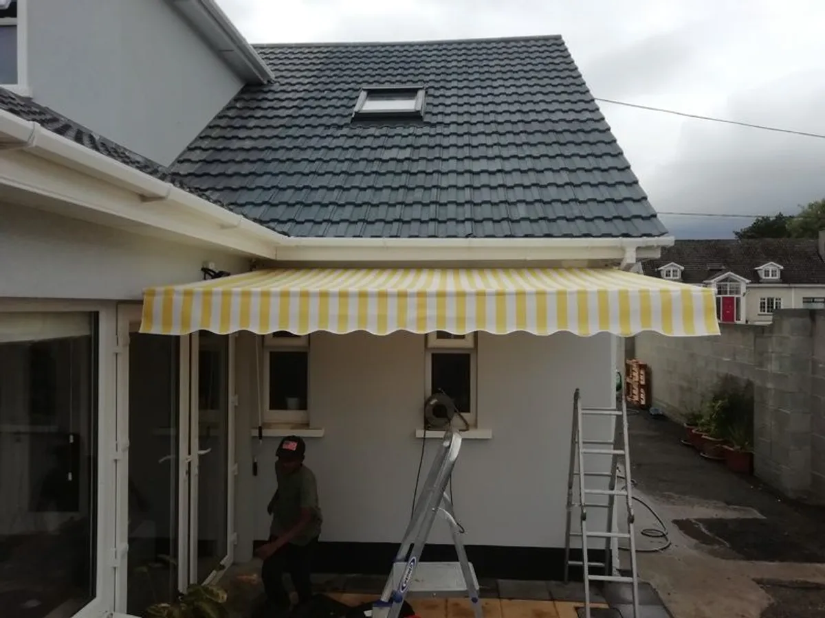 Awning  4mx3m   Grey   2100 ovno last one left rain proof full cassette  electric remote control  with manual back up . Also 3x2m awning  and pergolas 3x2.5 with manual awning .Free delivery. Cash only . - Image 3