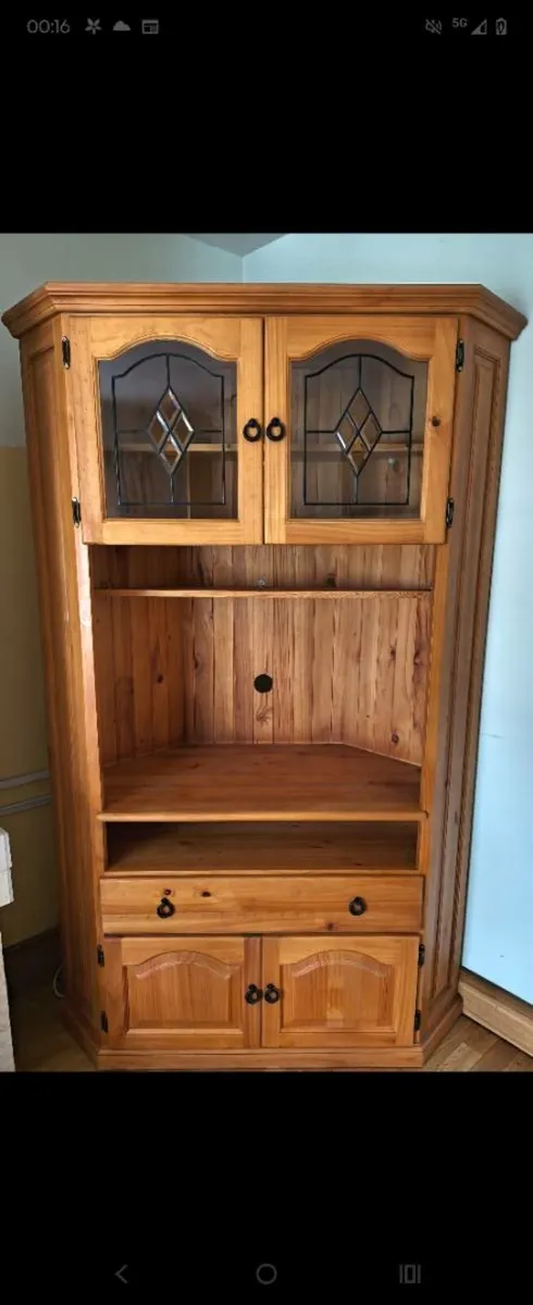 Solid Pine Wood TV Corner Unit Cabinet - Image 2