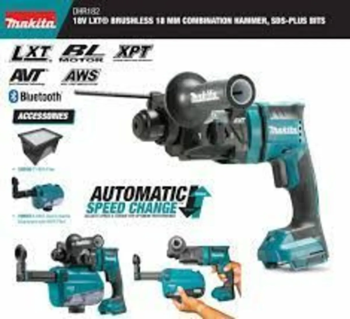 18V Makita SDS Drill + Dust Extractor kit - Image 3