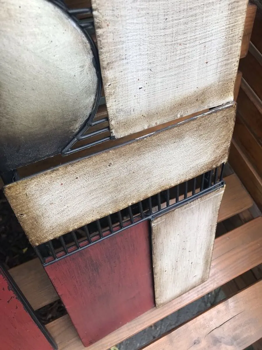 Hugely reduced Metal triptych, abstract iron wall art - Image 2