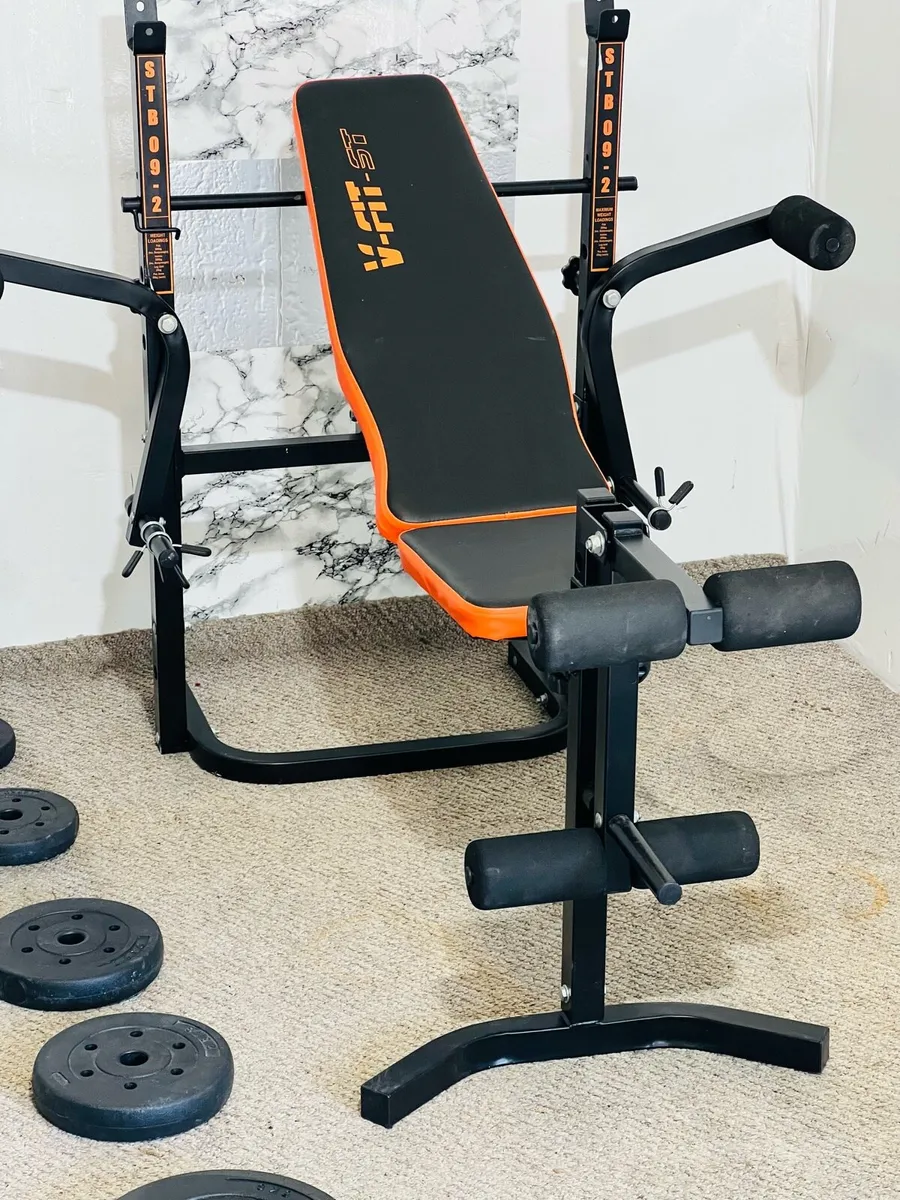 FOLDING WEIGHT BENCH WEIGHTS BARS MET - Image 2