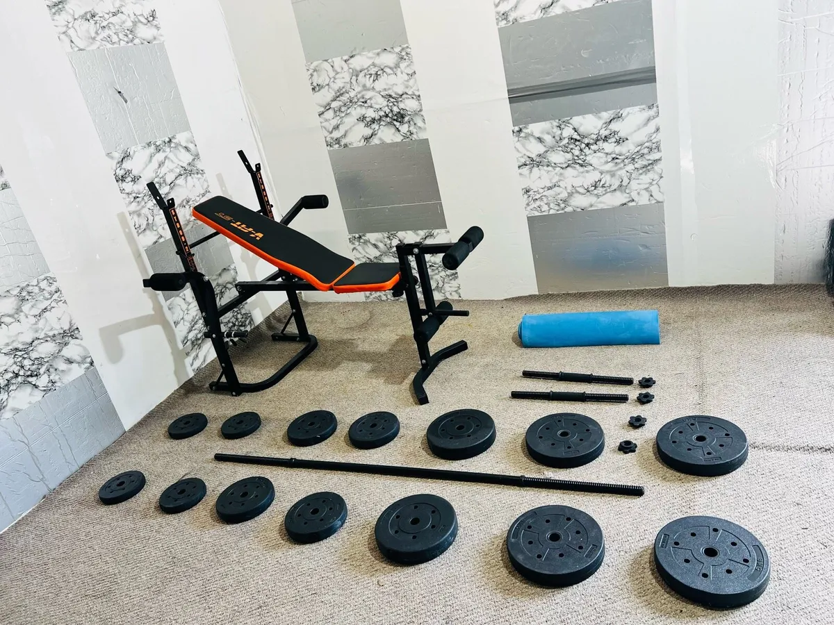 FOLDING WEIGHT BENCH WEIGHTS BARS MET - Image 3