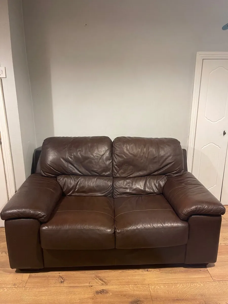Brown Leather 2 & 3 Seat Sofas - Image 2
