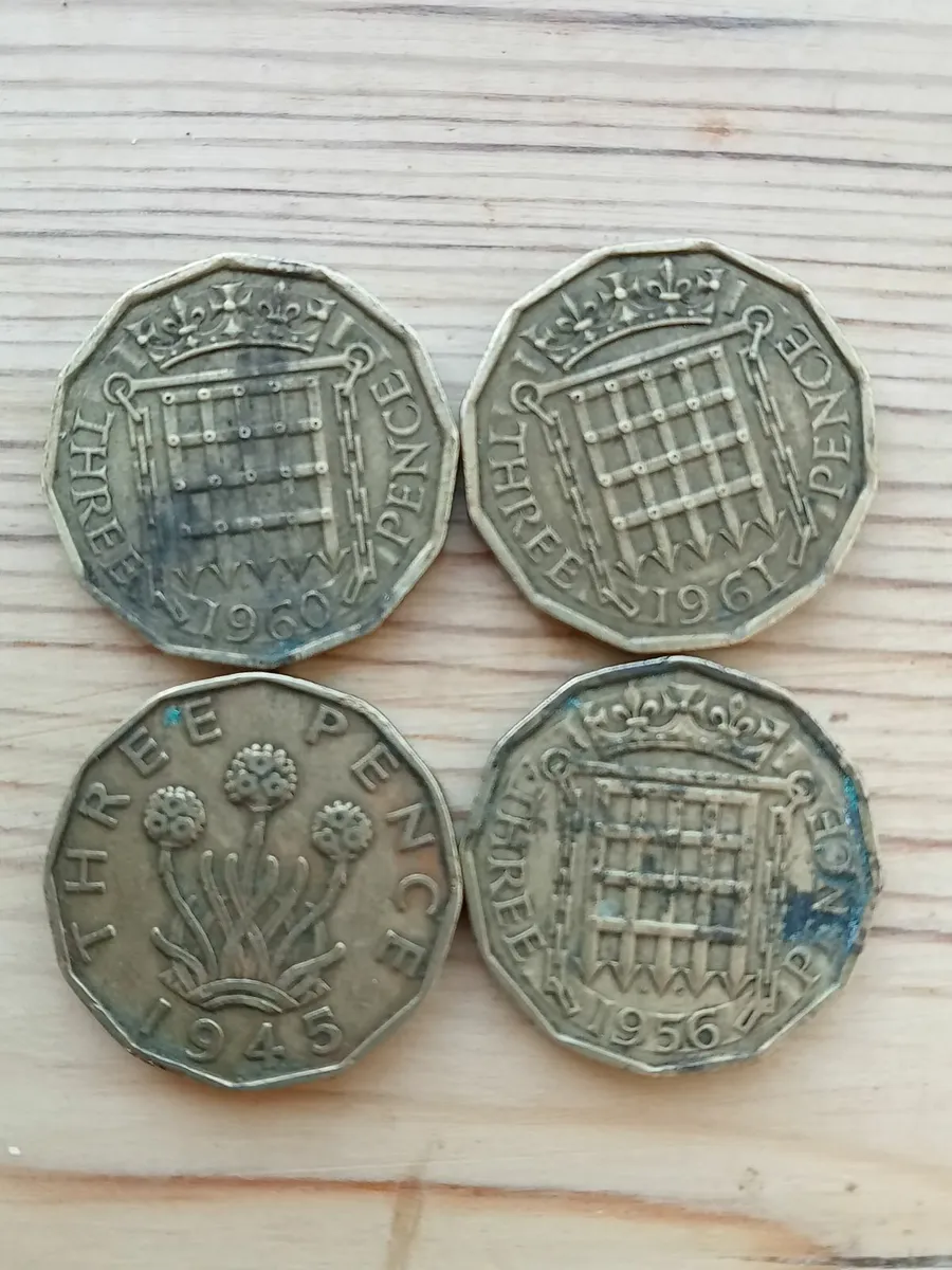 Three pence coins