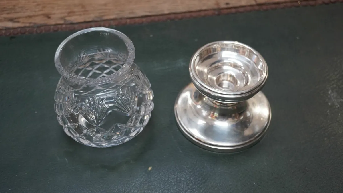 🕯️ Elegant Cut Crystal & Sterling Silver Candlest - Image 3