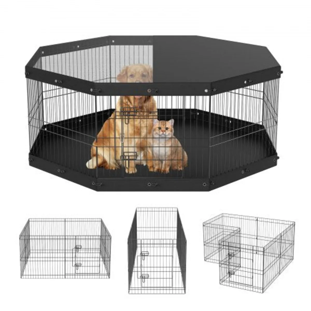 Dog Playpen, 8 Panels Foldable Metal Dog Exercise