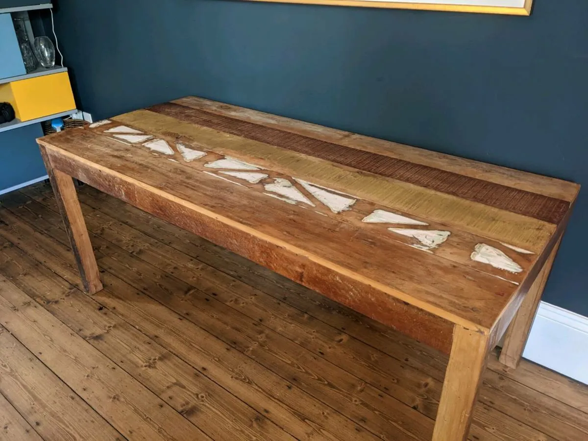 Rustic recycled wood dining table - Image 1