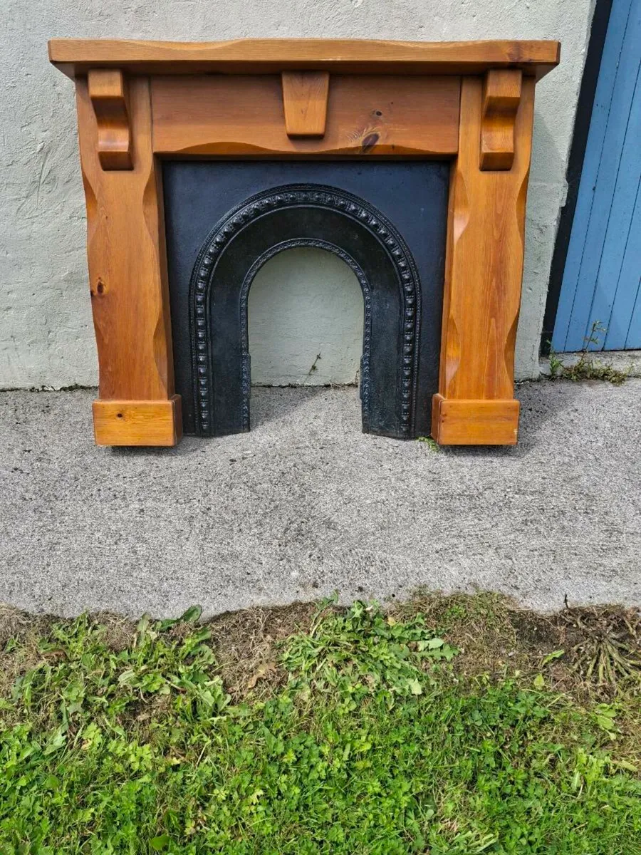 New Timber  fireplace  surround & cast iron insert - Image 4