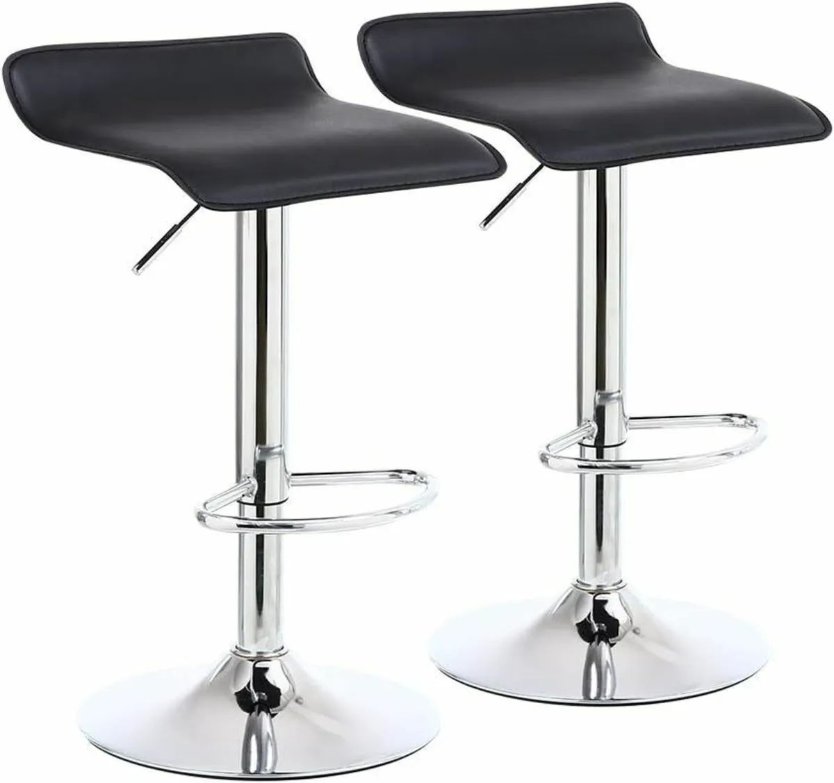 2 x Square Bar Stools PU Leather Swivel Counter - Image 1